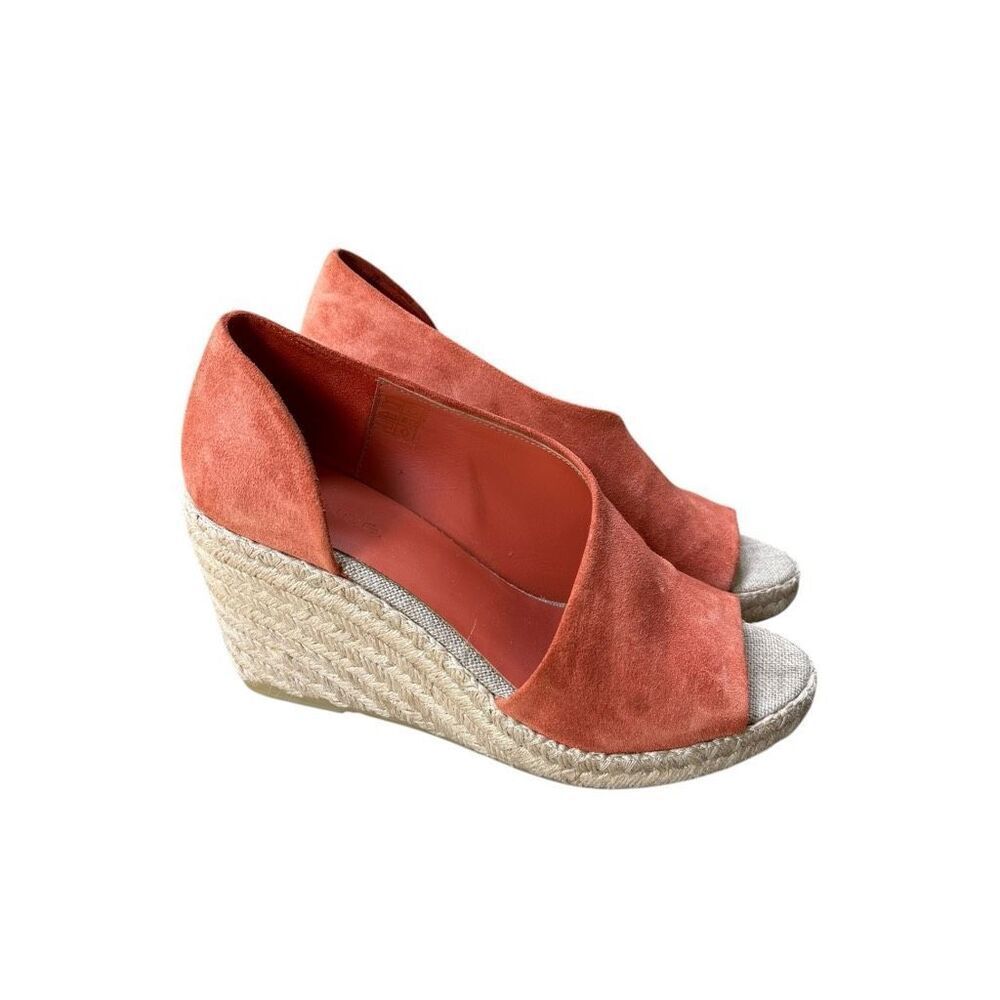 Vince Sonora Espadrille Wedge suede shoes cut-out sides 3” wedge heel sz 7.5